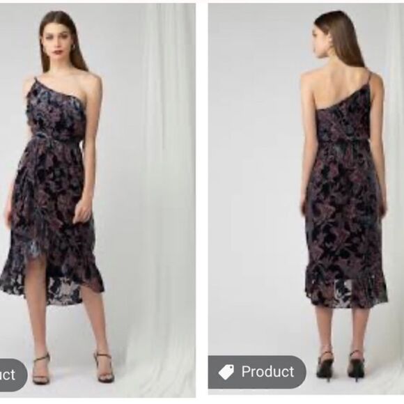 NWTs Adelyn Rae Angie Midi Floral One Shoulder Dress Size Medium - Picture 3 of 14